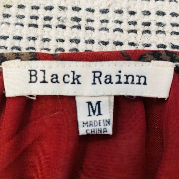 Black Rain boho peasant top in dark red and black rose print size medium - Picture 5 of 6